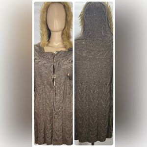 Old Navy Brown Cardigan with Fitted Long Sleeves and Ribbed Texture